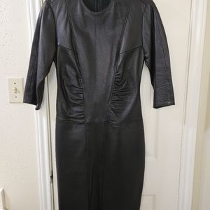 Vintage Ruched Leather Dress